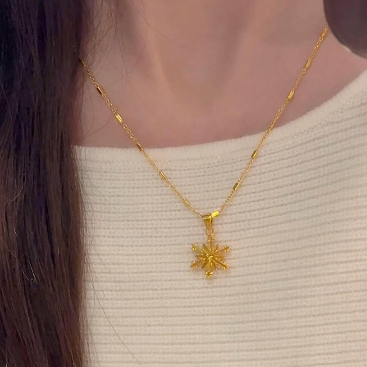 Square Chain Snowflake Simple Fashion Temperament Necklace