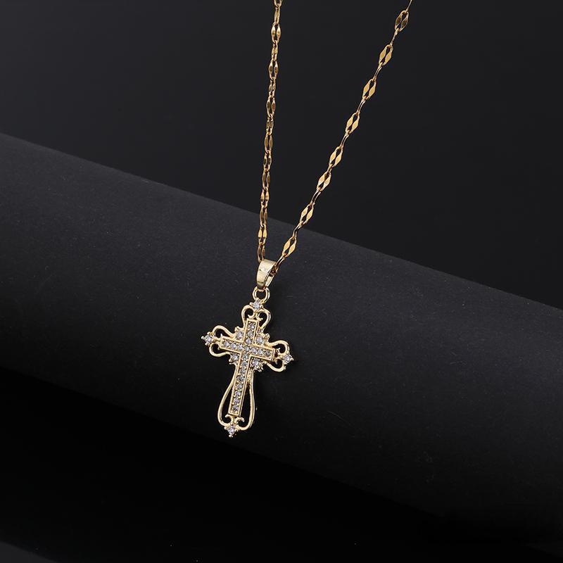 Women's Titanium Steel Palace Style Cross Light Luxury Necklace