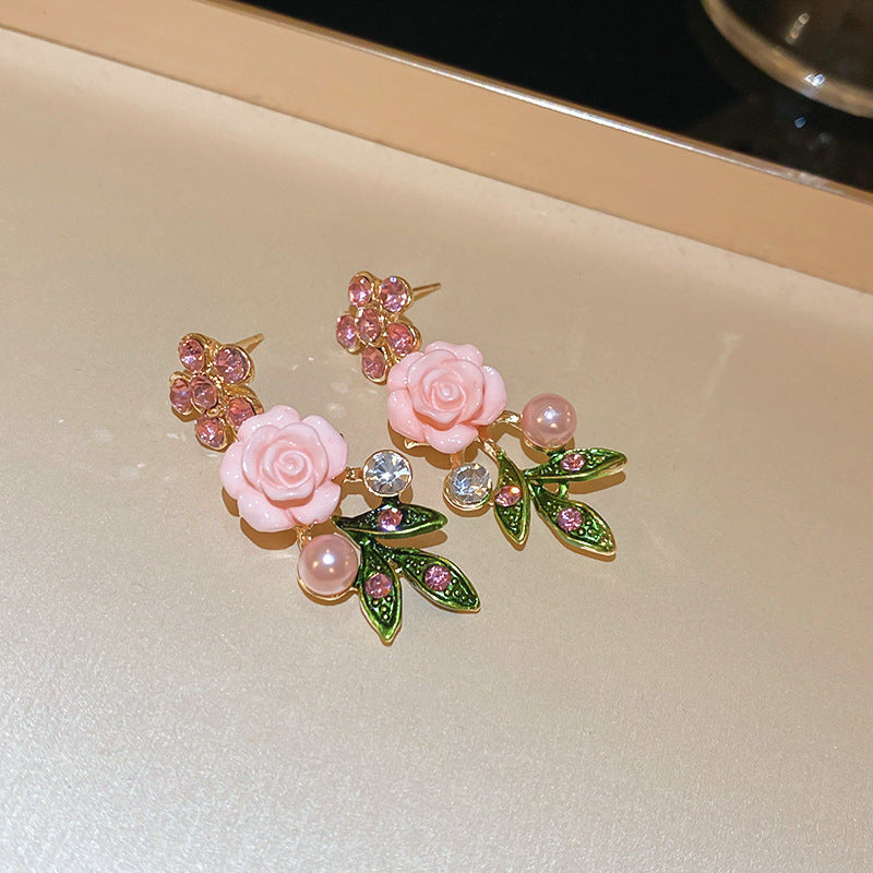 Women's Sier Crystal Flowers Exquisite Sweet Light Rings