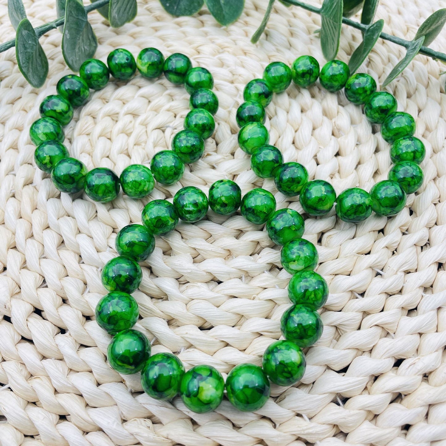 Women's & Men's Fresh Imitation Jade Dry Green Glass Paint Optimization Effect Fashion Bracelets