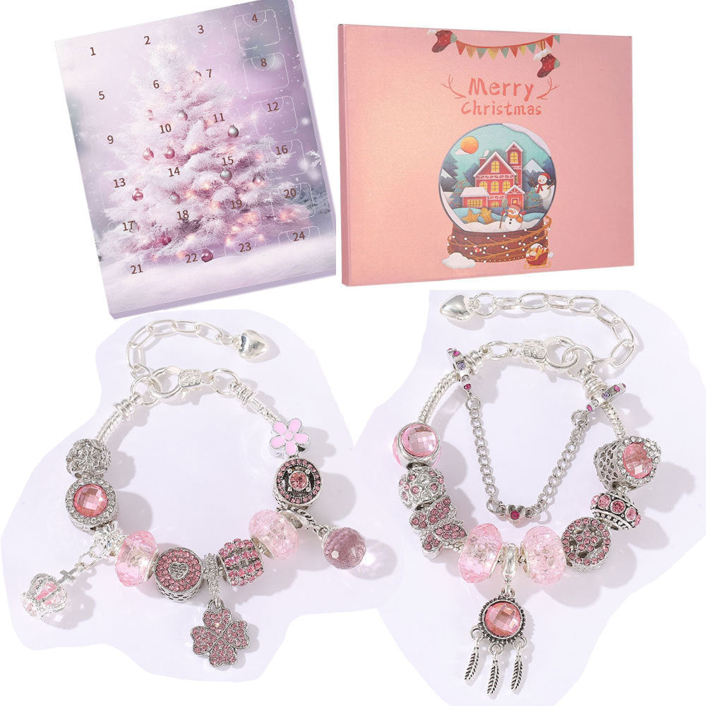 Pink Castle Bead String Jewelry Gift Countdown Calendar Bracelets