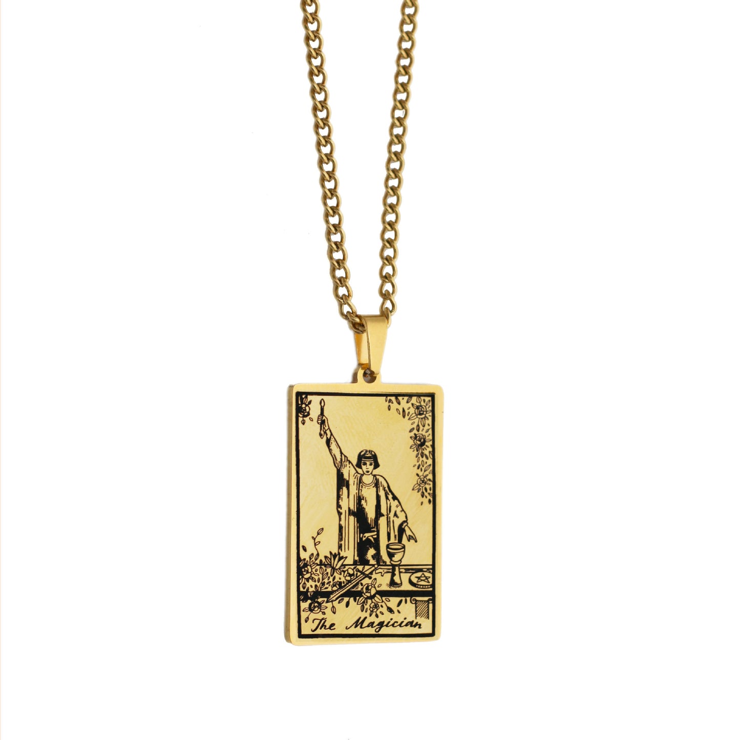 Zhang Tarot Titanium Steel Retro Rectangular Necklaces