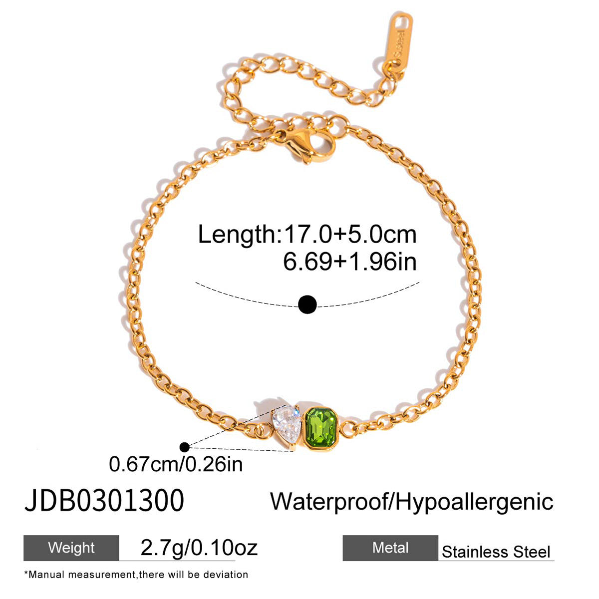 Women's Stainless Steel Rhinestone Twin High-grade Titanium No Fading Bracelet