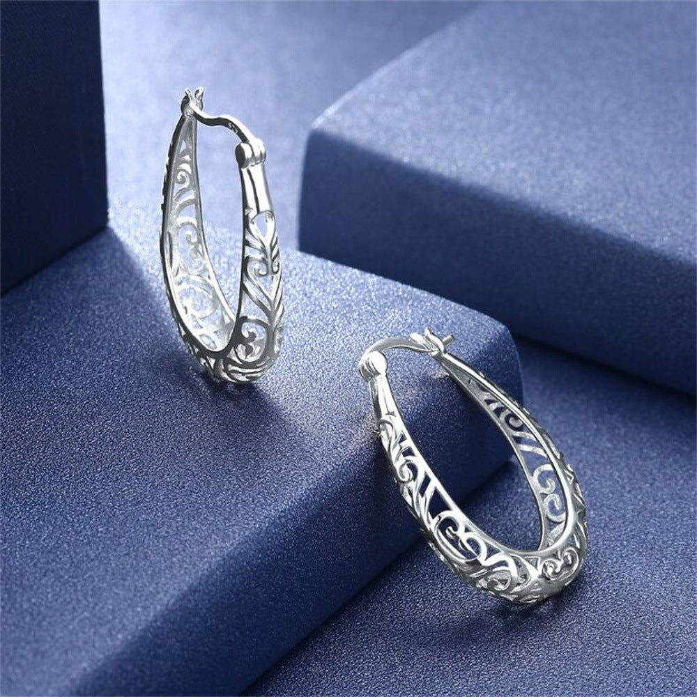 Hollow Flower-shaped High Profile Retro Clip Ear Buckle