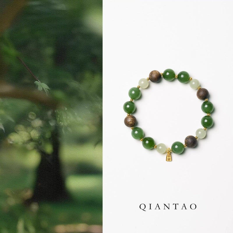 Women's Jade Spinach Jasper Planting Nan Agilawood Bracelets