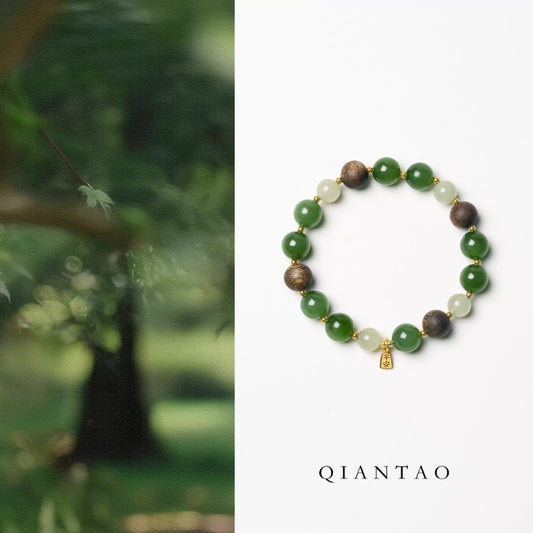 Women's Jade Spinach Jasper Planting Nan Agilawood Bracelets
