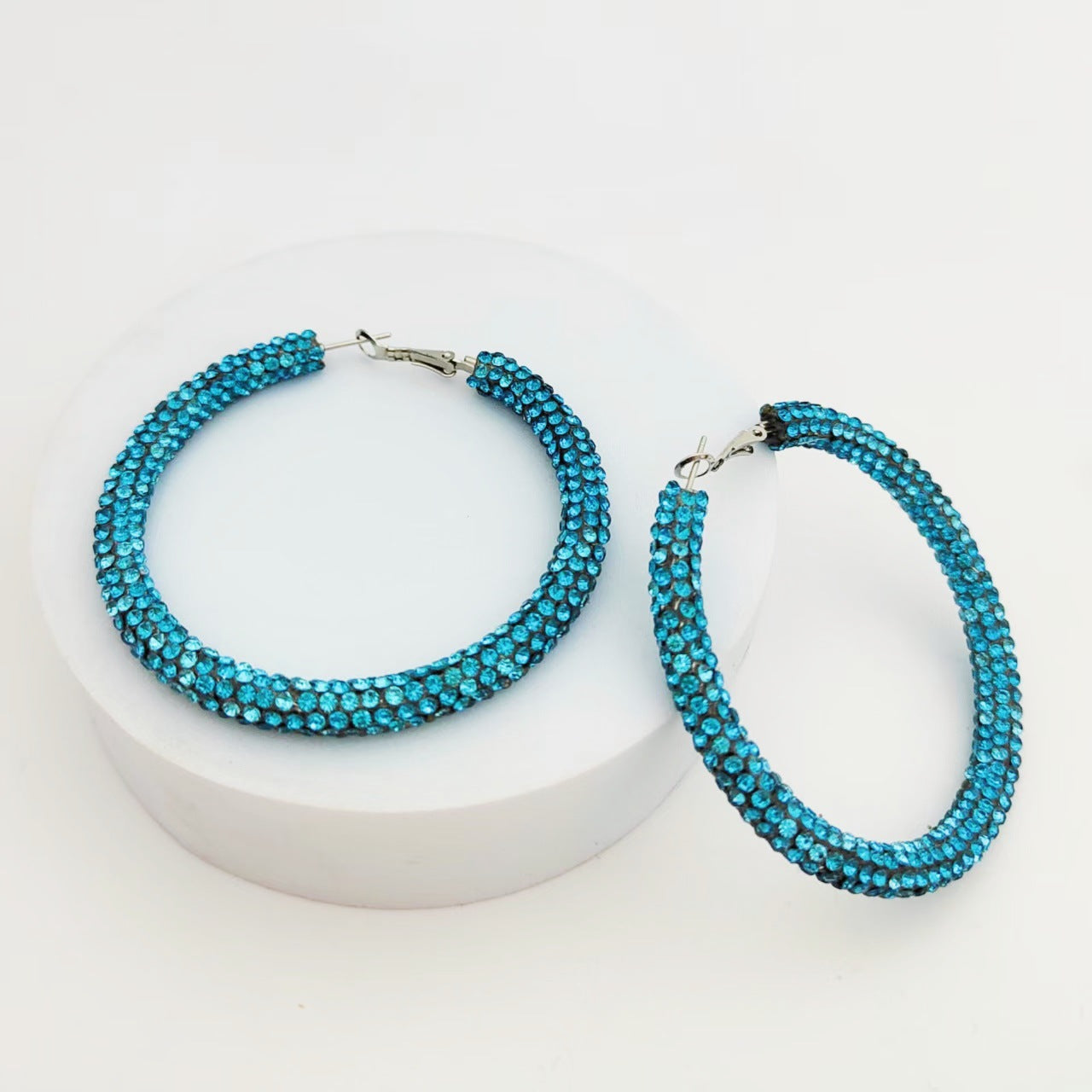 Splendid Diamond Shiny Big Circle Affordable Luxury Fashion Rhinestone Color Earrings