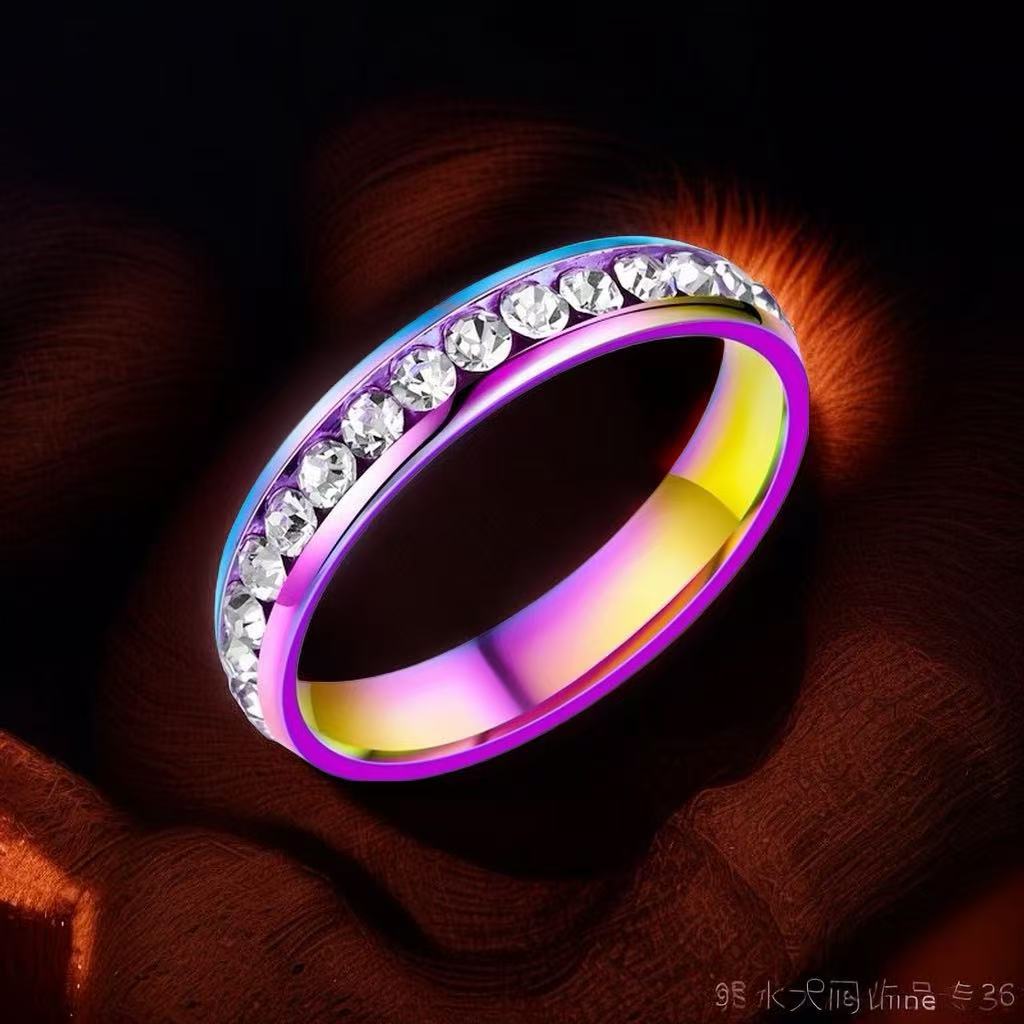 Stainless Steel Titanium Female French Style Starry Square Ring