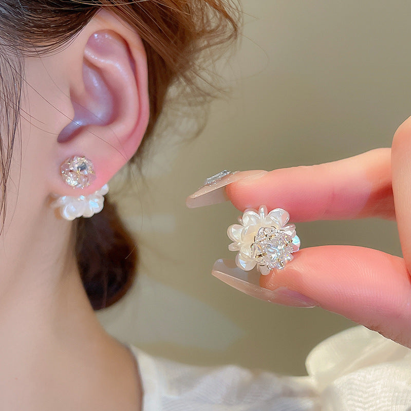 Women's Sier Crystal Flowers Exquisite Sweet Light Rings