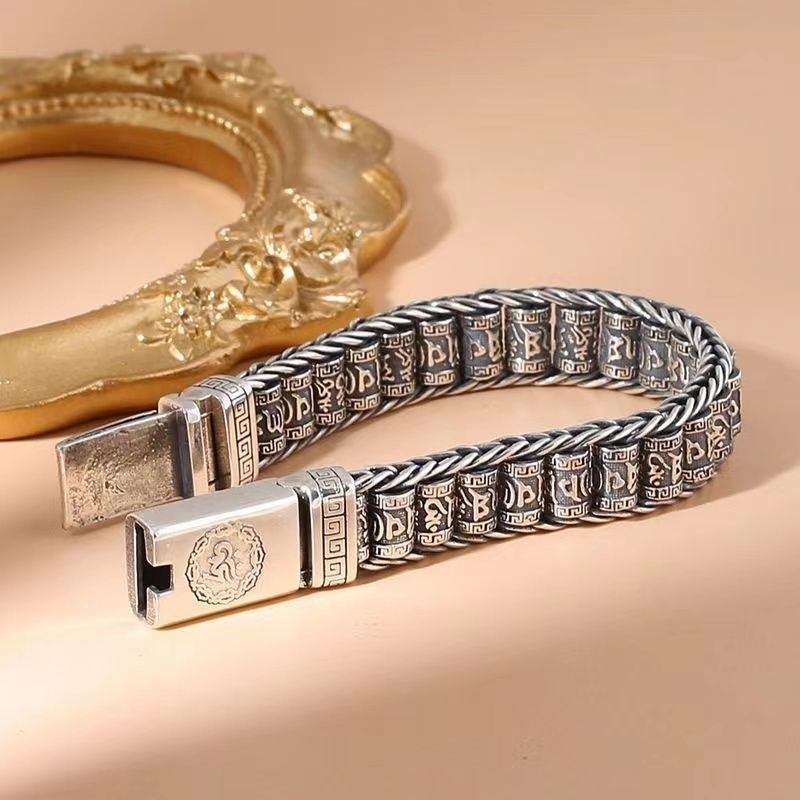 Men's Right Rain Sier Hand-woven Rotatable Chain Vintage Six Bracelet