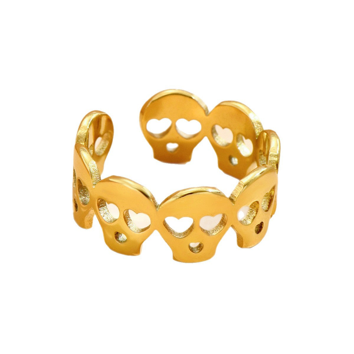 Women's Stainless Steel Personality Punk Hollow Skull Hip Hop Dark Love Ring