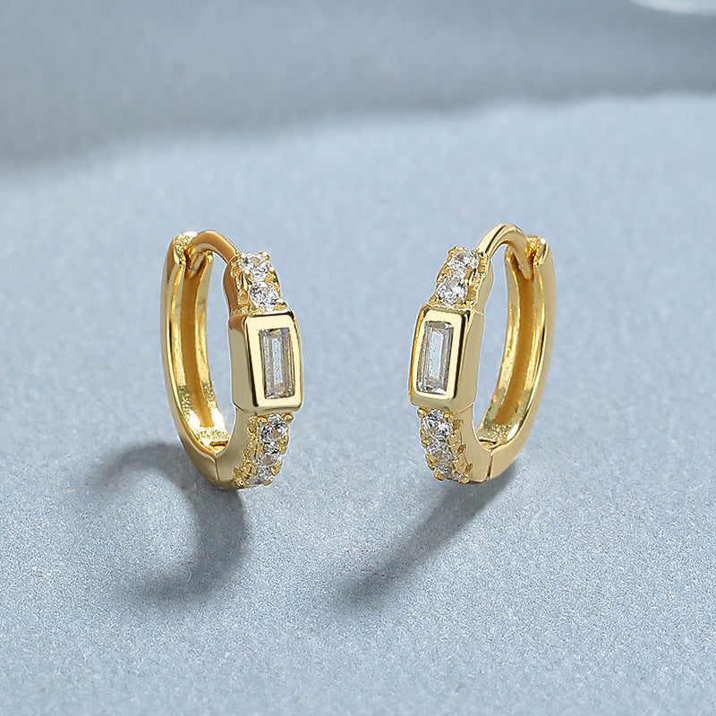 Women's Sterling Sier Rhinestone Simple Heart-shaped Square Drop-shaped Gang Drill Rings