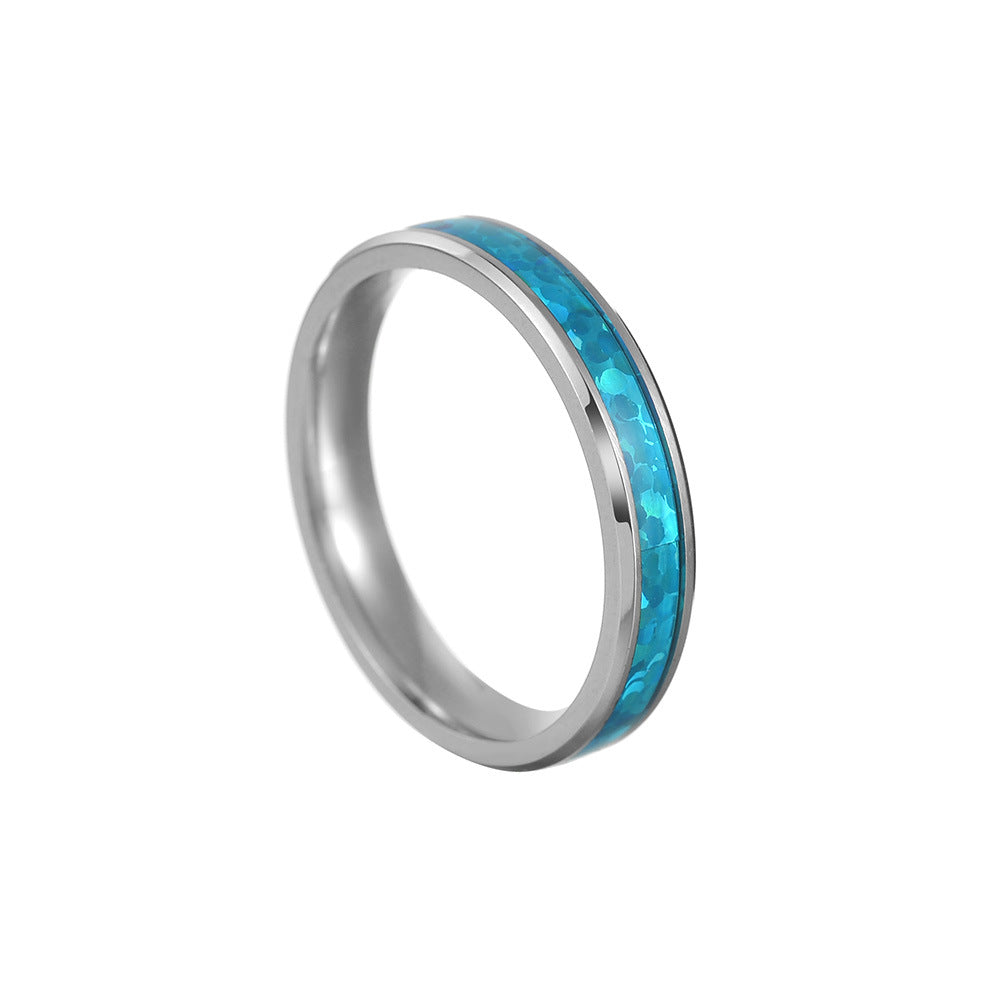 Women's & Men's Standard Size Titanium Steel Ornament Blue Rings