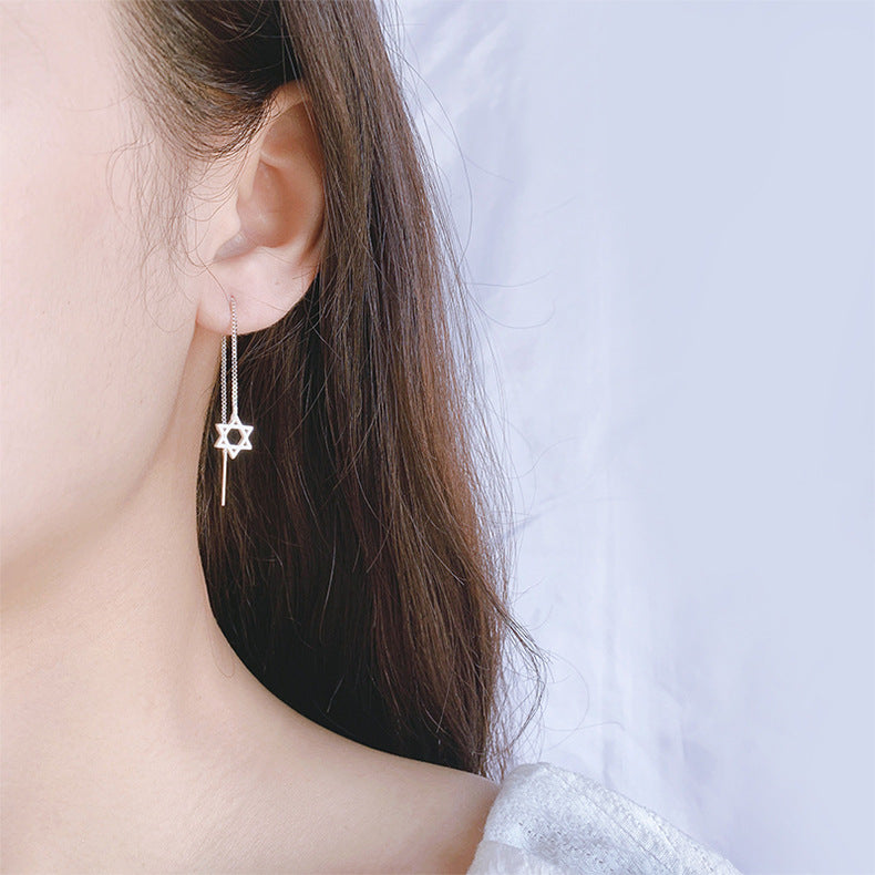 Sterling Sier Beautiful Fashion Personality Long Tassel Earrings
