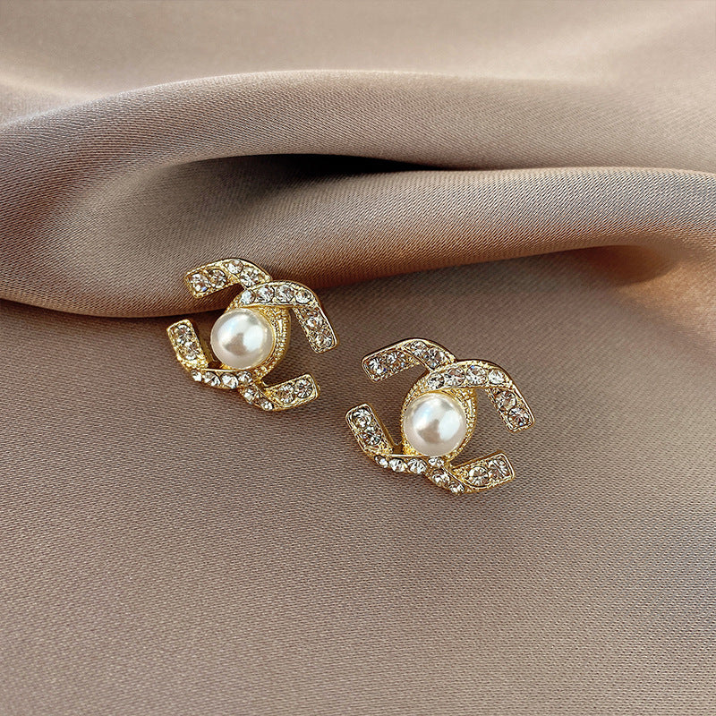Double Light Luxury Temperament Ear Piercing Clip Sterling Sier Classic Earrings