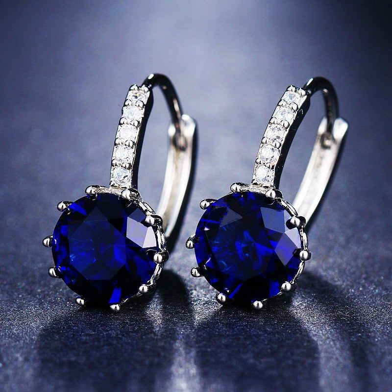 Korean Fashion Round Diamond Zircon Female Temperament Personality Simple Earrings