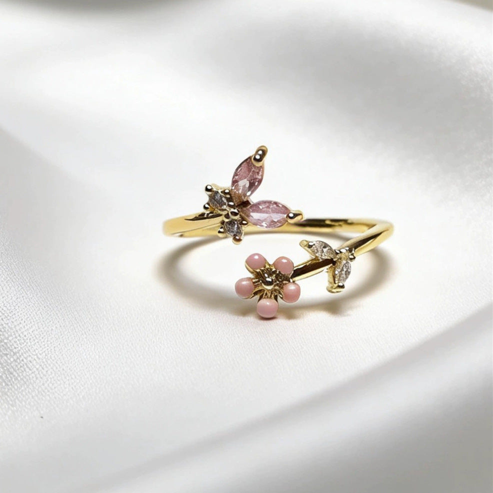 Light Luxury Full Rhinestone Zircon Retro Opening Personality High Sense Rings