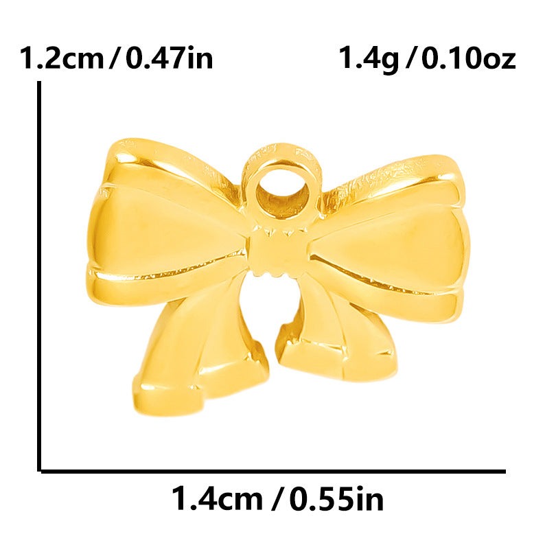 Stainless Steel Golden Bow Fashion Ornaments Pendants