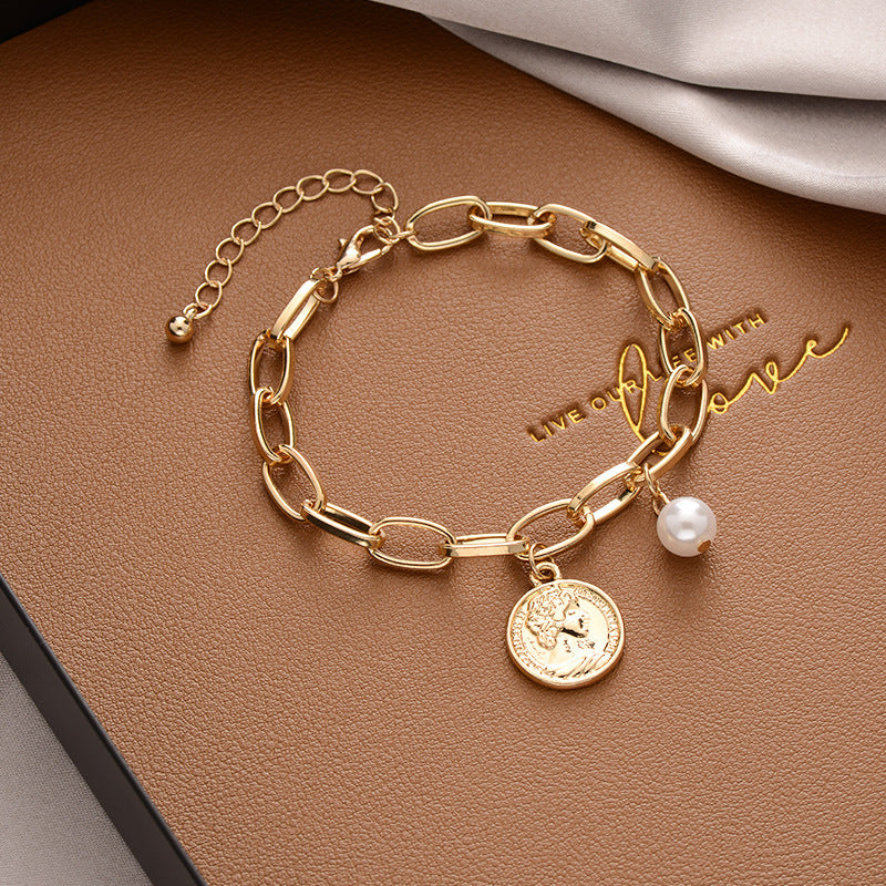 Vintage Pearl Female Style Design Simple Cold Bracelet