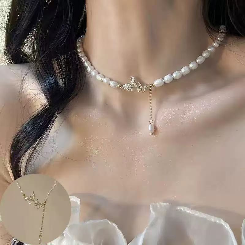 Women's Pearl Broken Sier For Summer Light Luxury Minority Sense Temperament Necklace
