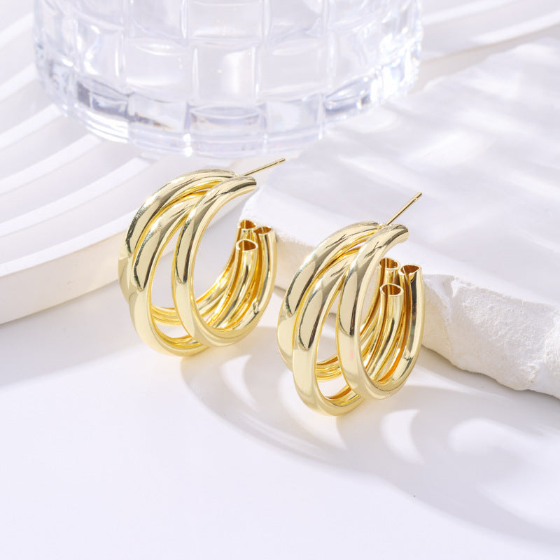 Female Multilayer Temperamental Tide Simple Personality Geometric Round Bracelets