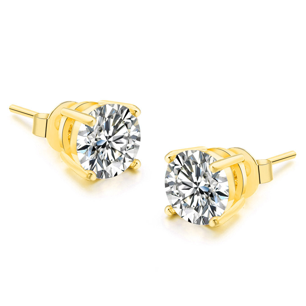 Women's Classic Simple Four Claw Round Zircon For Gold Plated Multicolor Rings