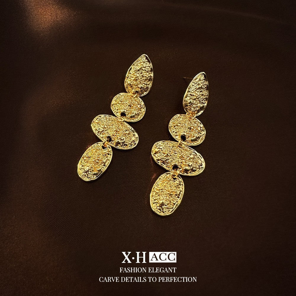 Fashionable Metal Texture Light Luxury Simple Earrings