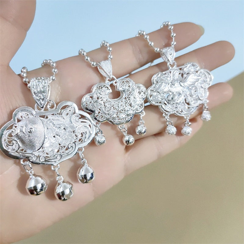 Minority Ethnic Style Female Alloy Imitation Sier Necklaces