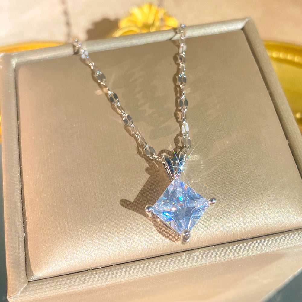 Geometric Zircon Square V-shaped Little Design Creative Clavicle Chain For Necklace