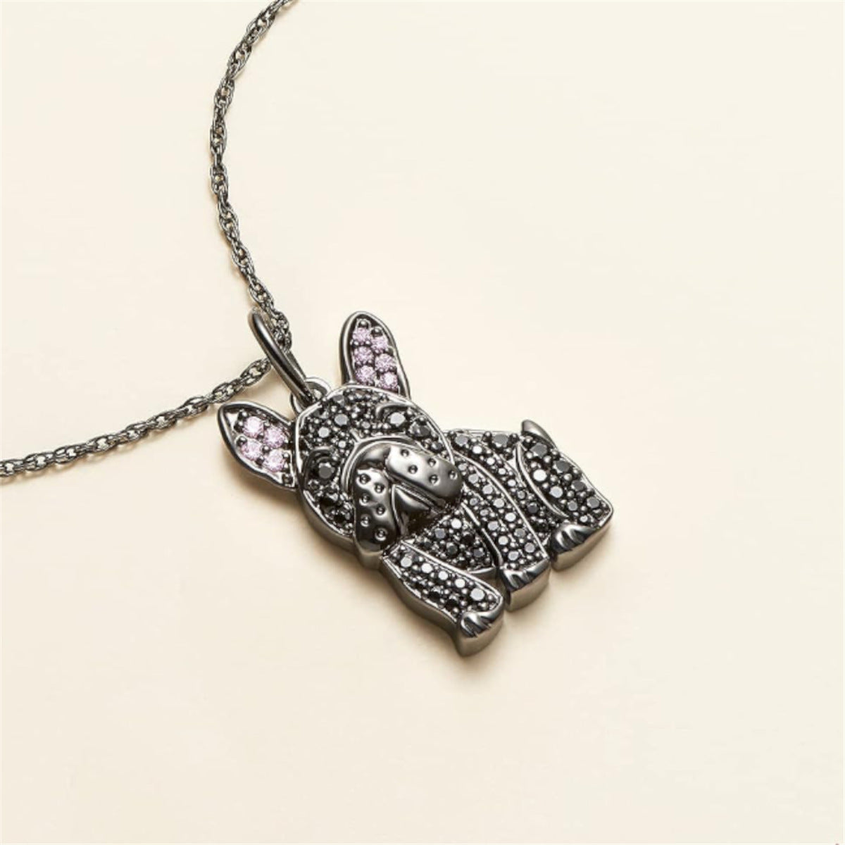 Black France Bulldog Exquisite Zinc Alloy Die Necklace