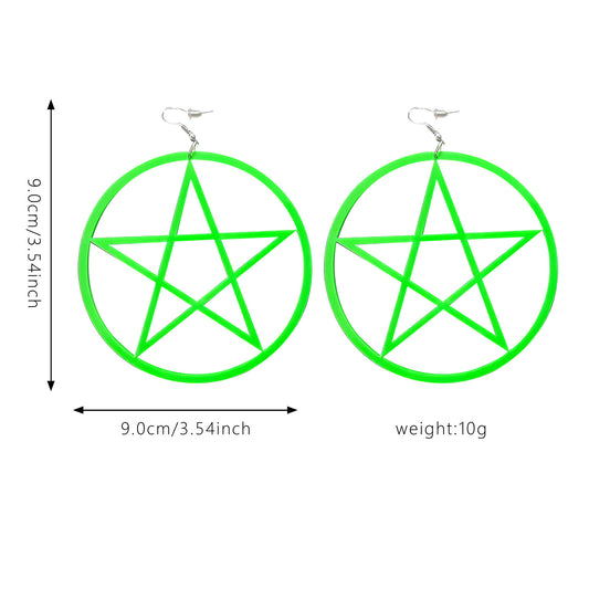 Creative Oversized Exaggerating Acrylic Big Ear Hollow Out Five-pointed Star Rings