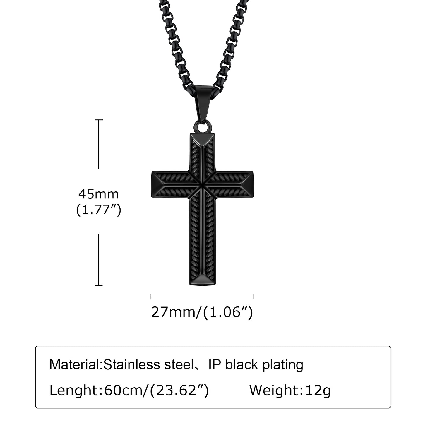 Men's Steel Full Light Twisted Rope Cross Pendants