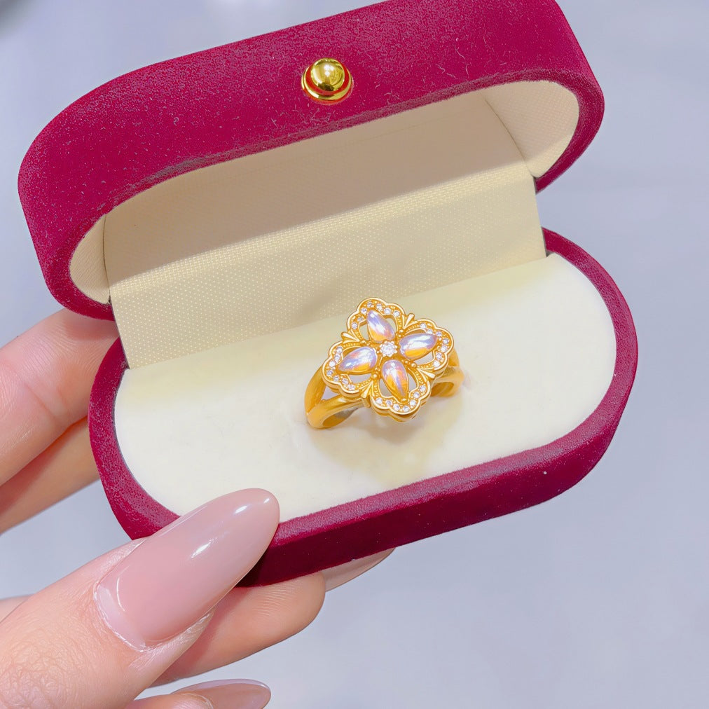 Women's Alluvial Gold Retro Affordable Luxury Design Brass Plated Fashion Ring