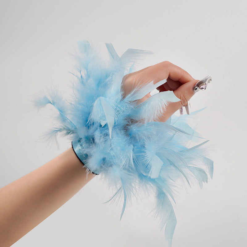Turkey Feather Colorful Pop Hair Band Bracelet