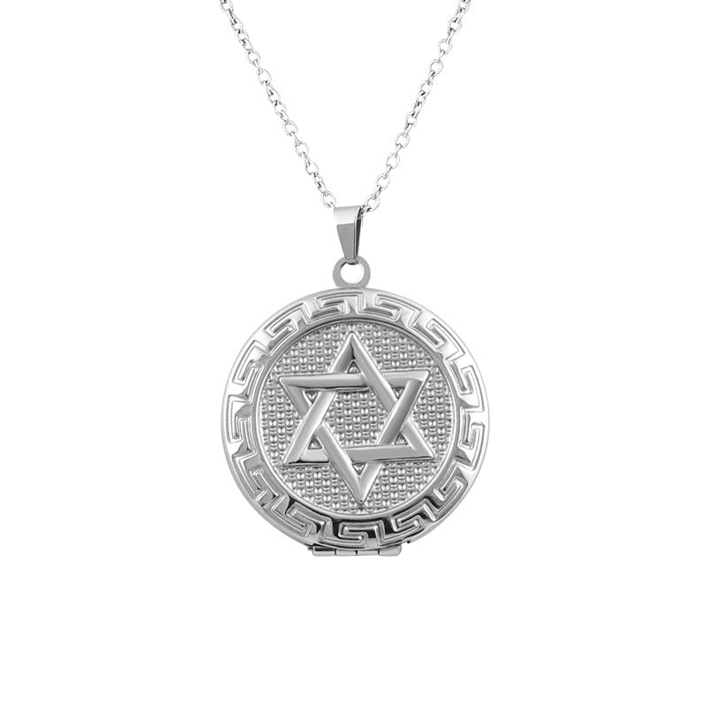 Steel Box Carved Personalized Creative Lucky Necklace