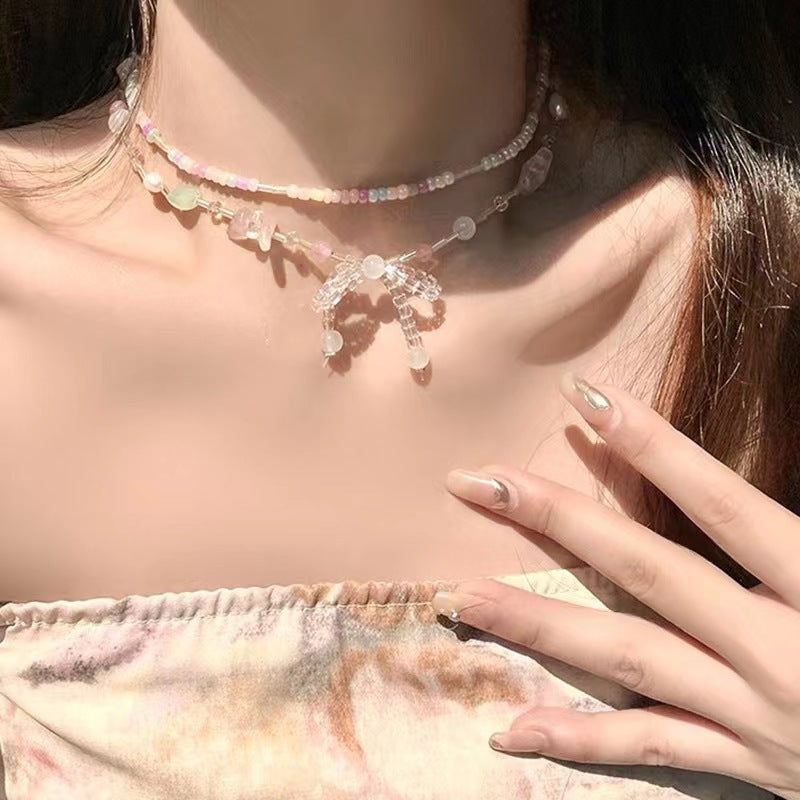 Women's Beads Bow Sweet Elegance Summer Fresh Niche Clavicle Necklaces