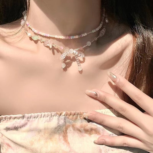 Women's Beads Bow Sweet Elegance Summer Fresh Niche Clavicle Necklaces