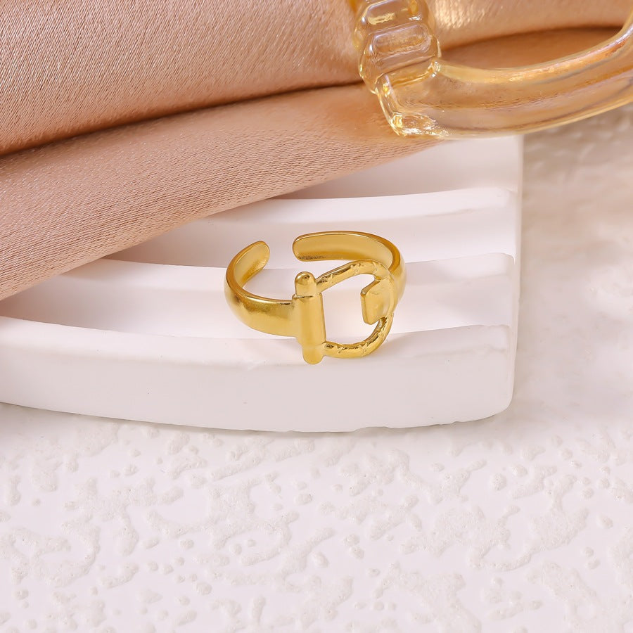 Popular Titanium Steel Female Irregular With Personality Style Simple Ring
