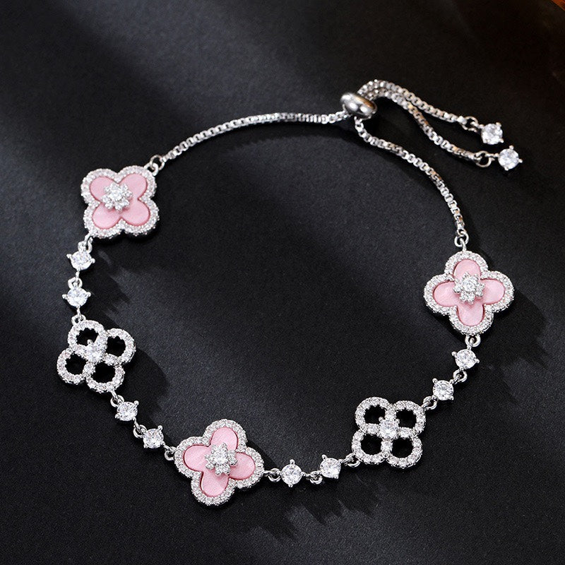 Clover Micro Inlaid Zircon Hollow High Sense Live Necklace