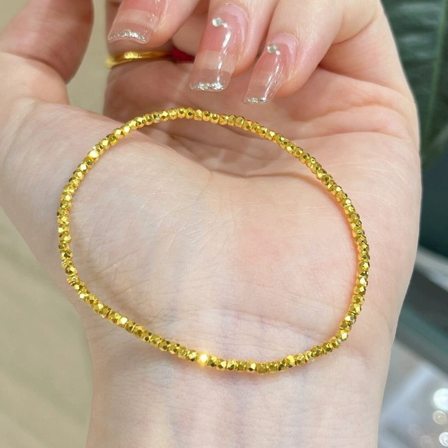 Gold Star River Round Beads Disco Jumping Elastic String Female Bracelet