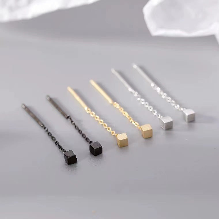 Sier Tassel Light Luxury Minority Square Design High Ear Line