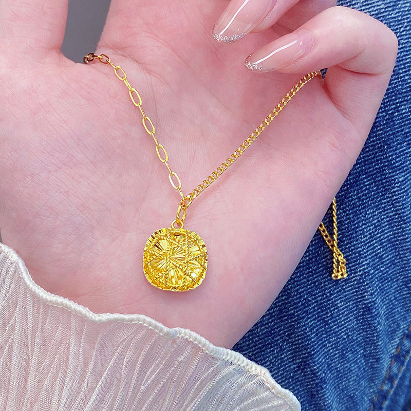 Gold Brushed Flash Elegant Sugar Integrated Chain Light Luxury Necklace