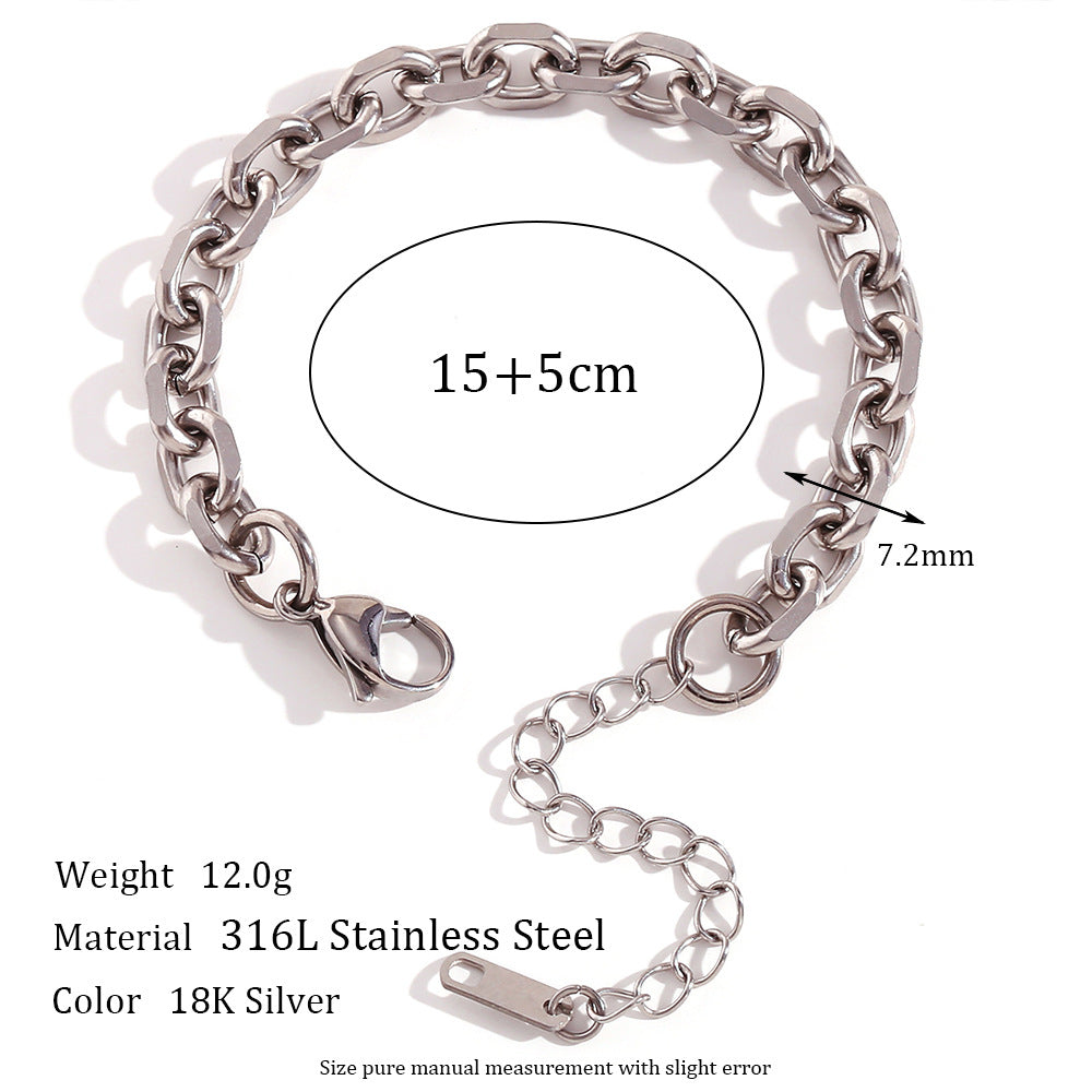 Women's Simple Fashion Personality Titanium Steel Choker Stainless Chain Pearl Bracelets