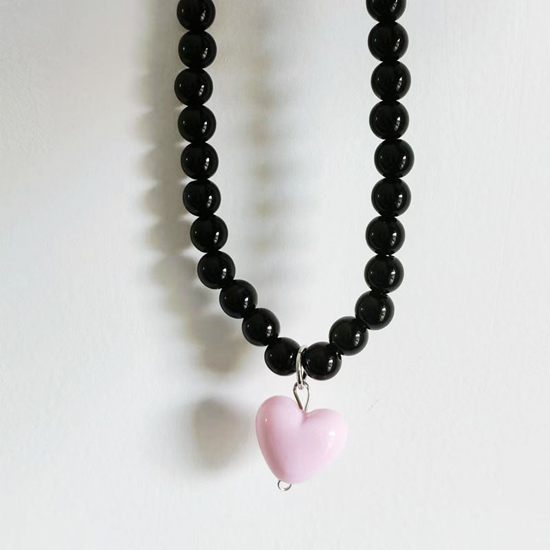 Women's Red Heart Beaded For Niche Design Necklaces