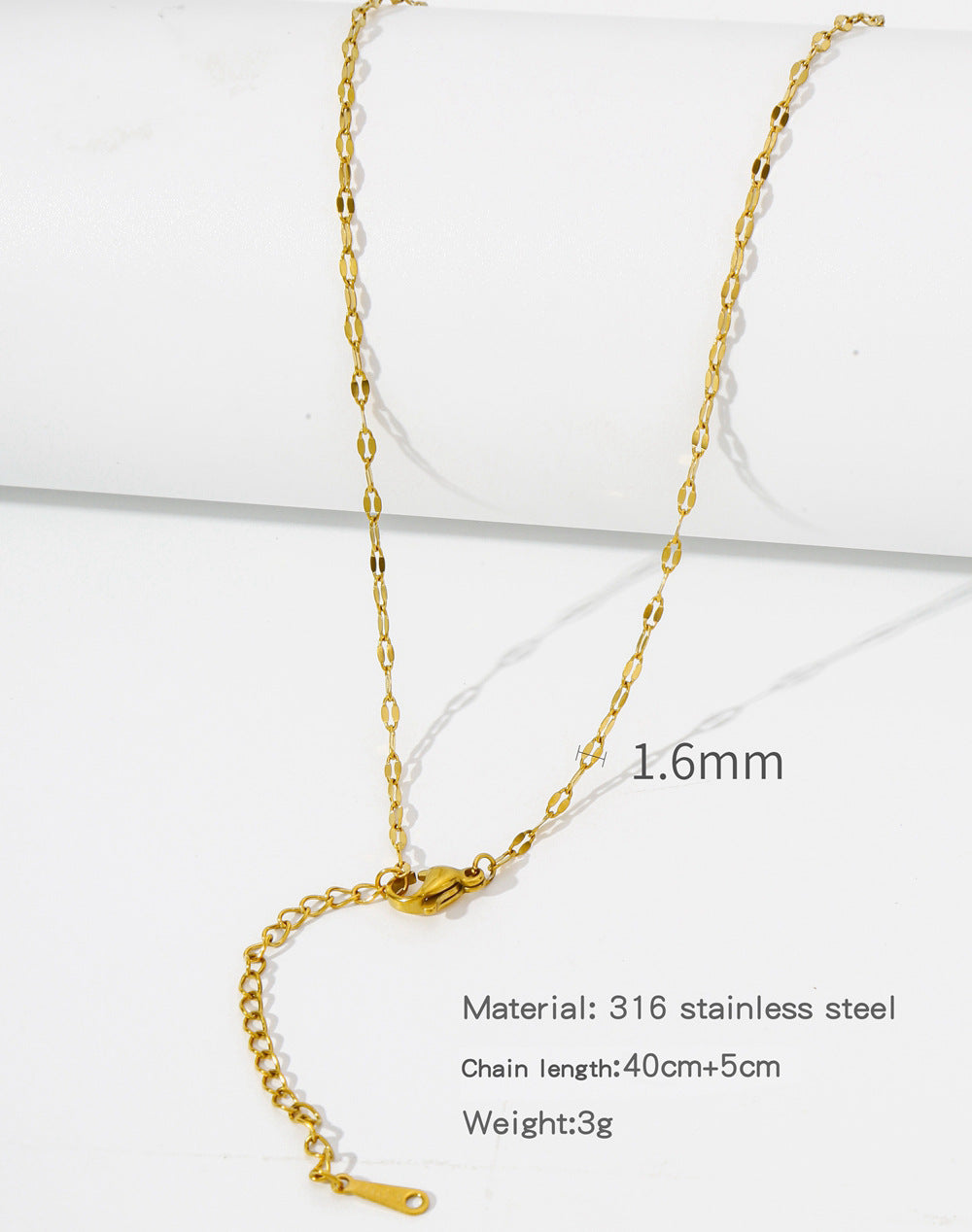 Steel Vacuum Vapor Plating Golden Chain O-shaped Hemp Flowers Necklaces