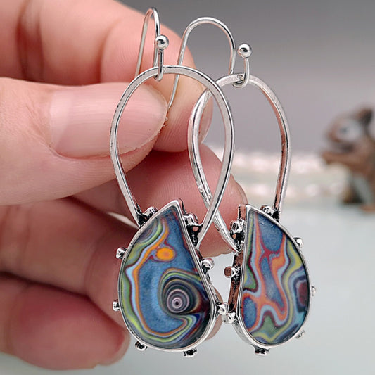 Glaze Ford Agate Bohemian Hippie Craftsman Earrings