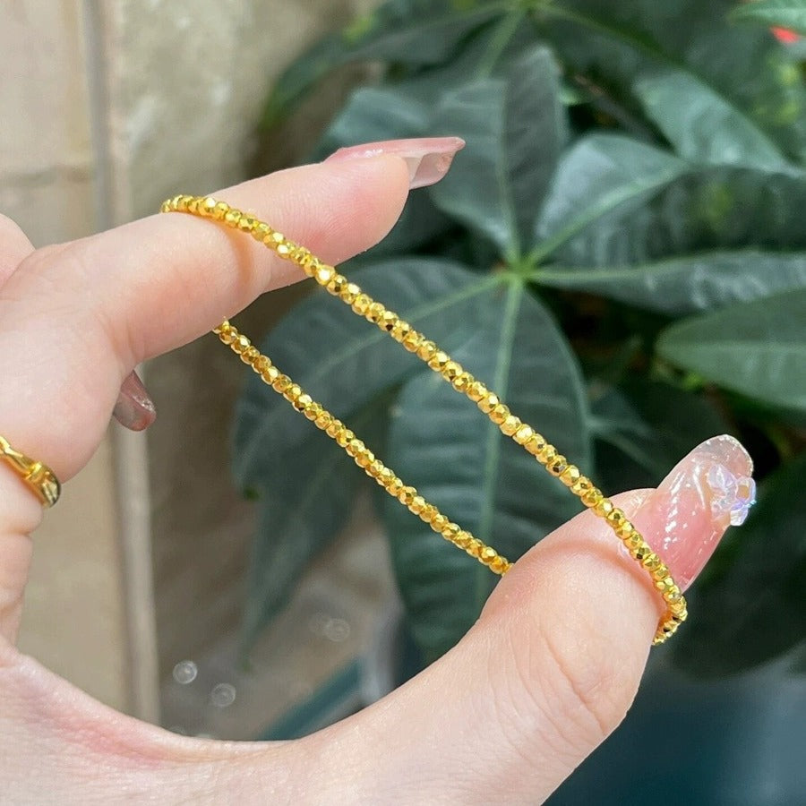 Gold Star River Round Beads Disco Jumping Elastic String Female Bracelet