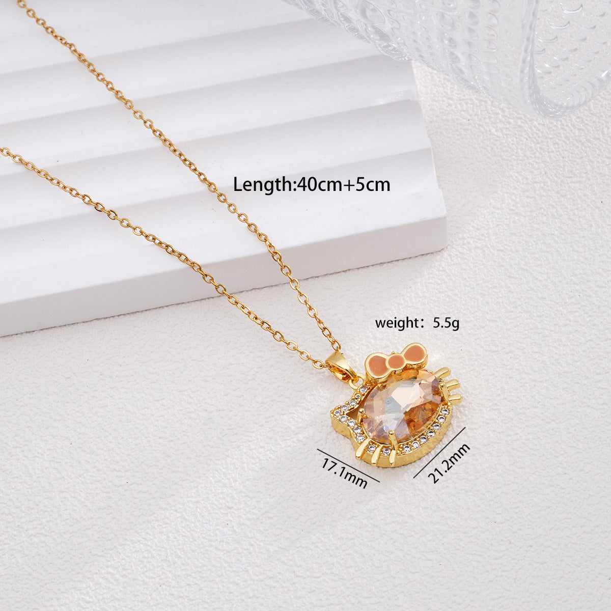 Titanium Steel Female Gold Cat Cartoon Design High-grade Necklaces