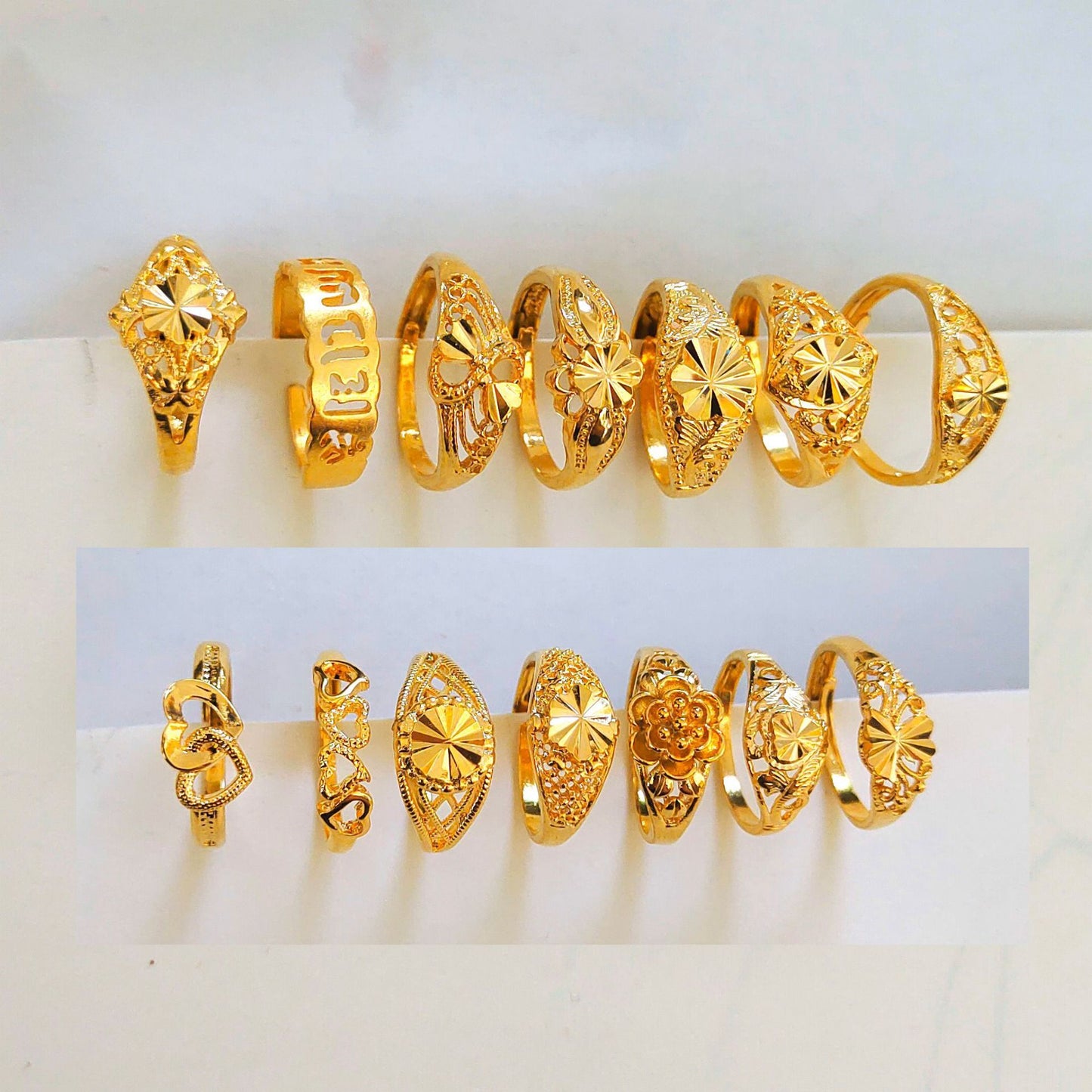 Flower Female Vacuum Plating No Color Fading Gold Rings