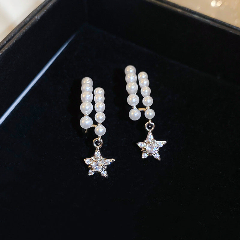 Women's Pearl Flower Fashionable High-grade French Entry Earrings